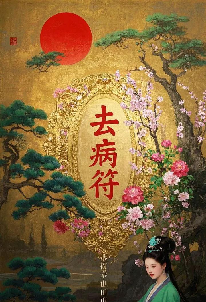 祈愿去病福泽厚，烦恼病痛全都走。精神抖擞乐无忧，岁月安稳常富有。
病魔灾厄全扫光