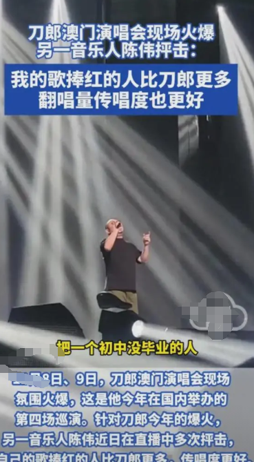 音乐人陈伟曾公开表示：“刀郎在音乐文化方面没什么深厚底蕴，大众却将一个初中学历的