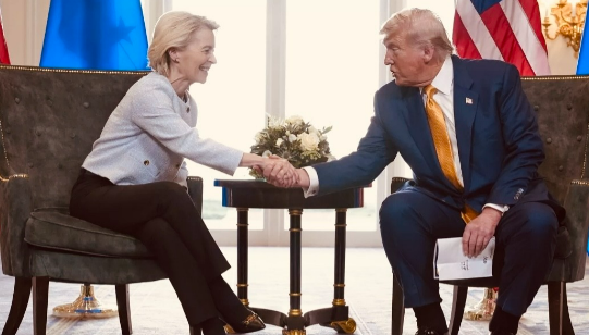 【欧美贸易谈判、特朗普大胜冯德莱恩】
1）欧盟成员国向美国出口的所有商品，都要向