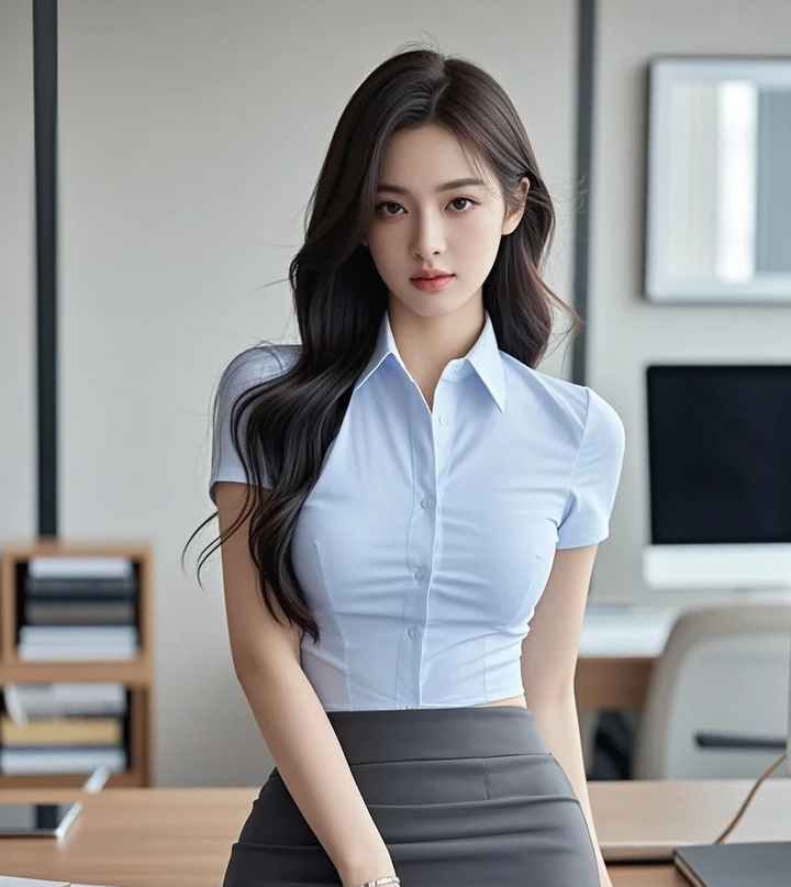 在忙碌中依然保持优雅，她是办公室焦点
