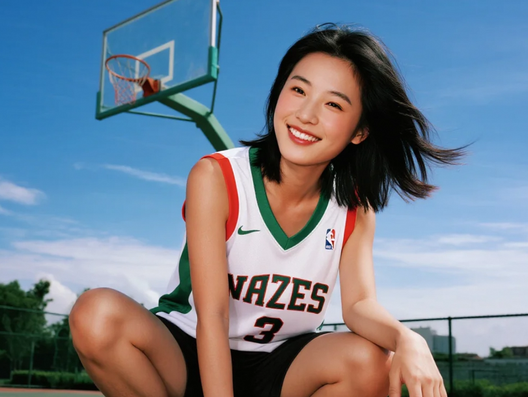 袭篮球服上身，她的甜美与力量感同时爆表！