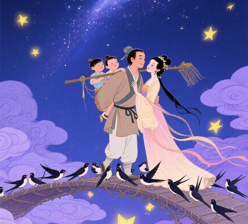 今天是七夕节，传说中“牛郎织女鹊桥相会”的日子！
一场猝不及防的小雨到访，小城上