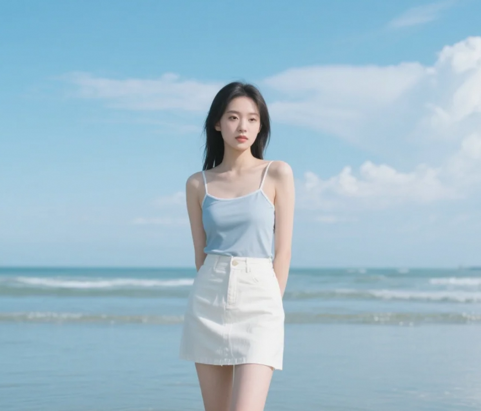 她坐在礁石上的模样，美得令人心动