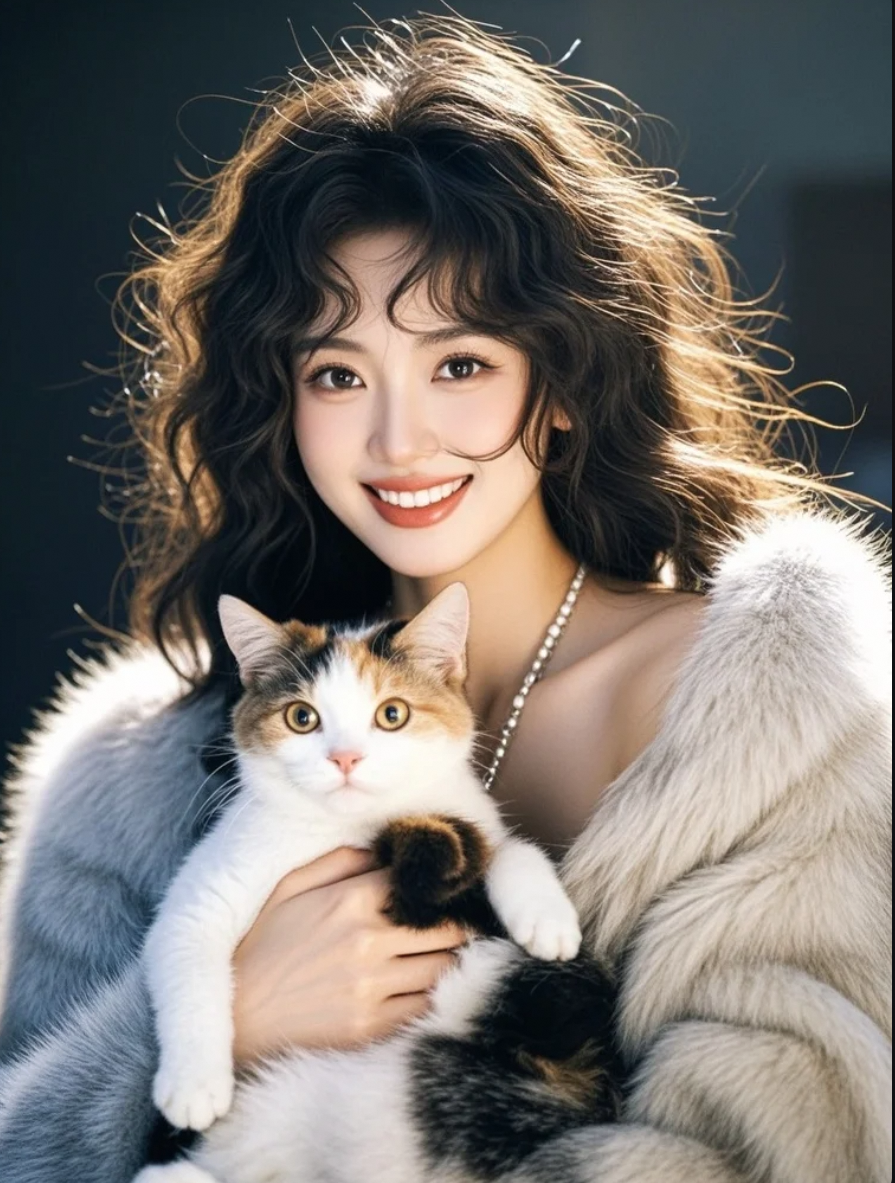 她和猫一起陷落在柔软里，美得令人窒息