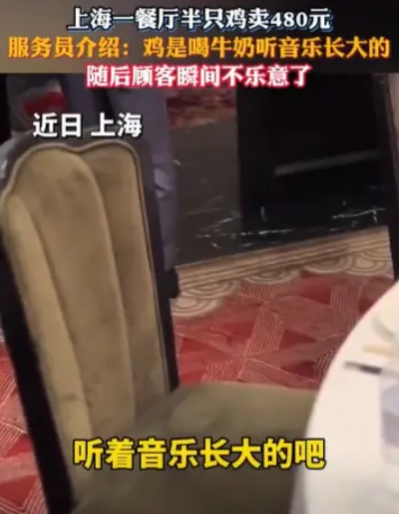 “伤害性不大，侮辱性极强！”上海，一男子和朋友聚餐，半只鸡价格480元。男子问是