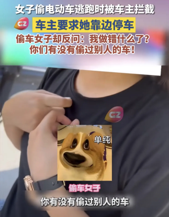 广东一女子未经车主同意就将车开走，结果还没开出去多久就被车主拦了下来，还没等车主