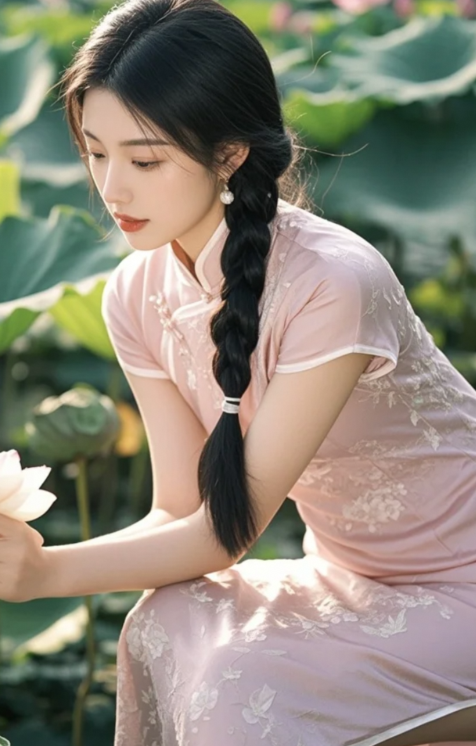 一池荷香，不及她一笑动人