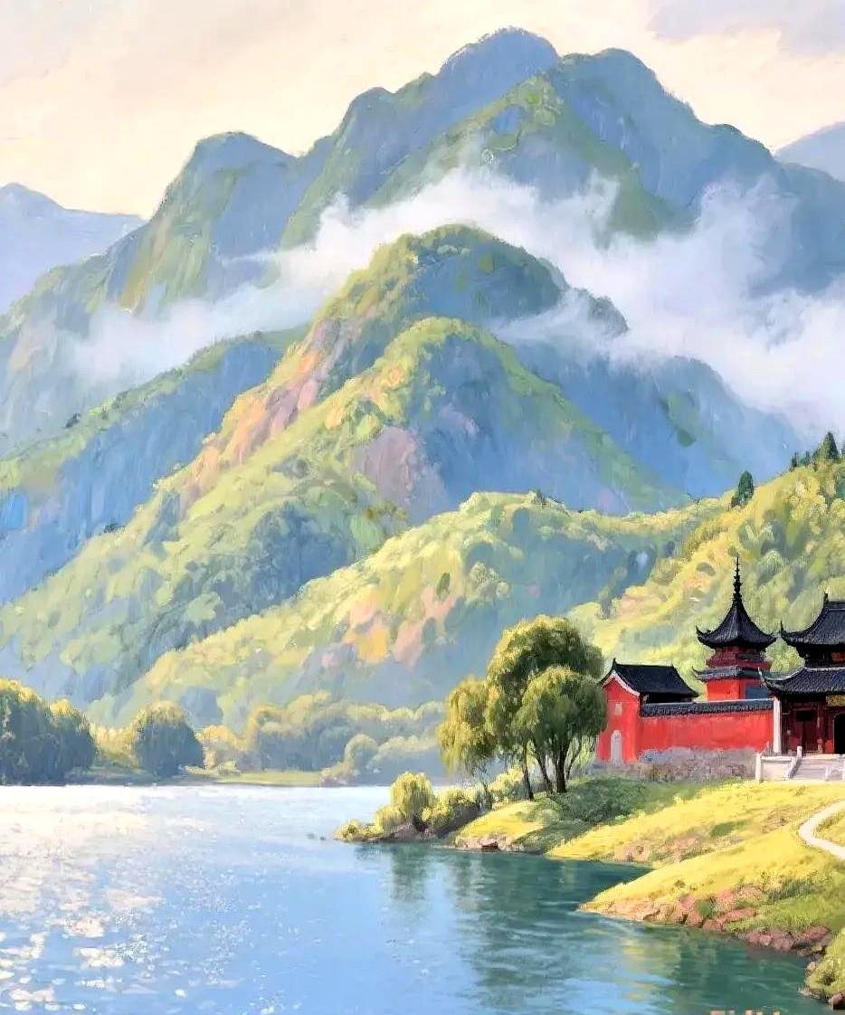 上联：远处青山含黛色，诚邀下联
说到对对联，现在网上可太热闹了！
前几天刷到个“