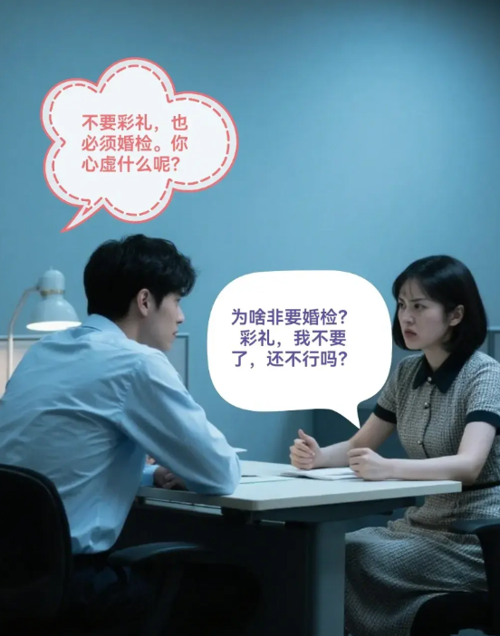一个女生埋怨道：“我和男友都打算谈婚论嫁了，可他却要求我一定要做婚检。
他的态度