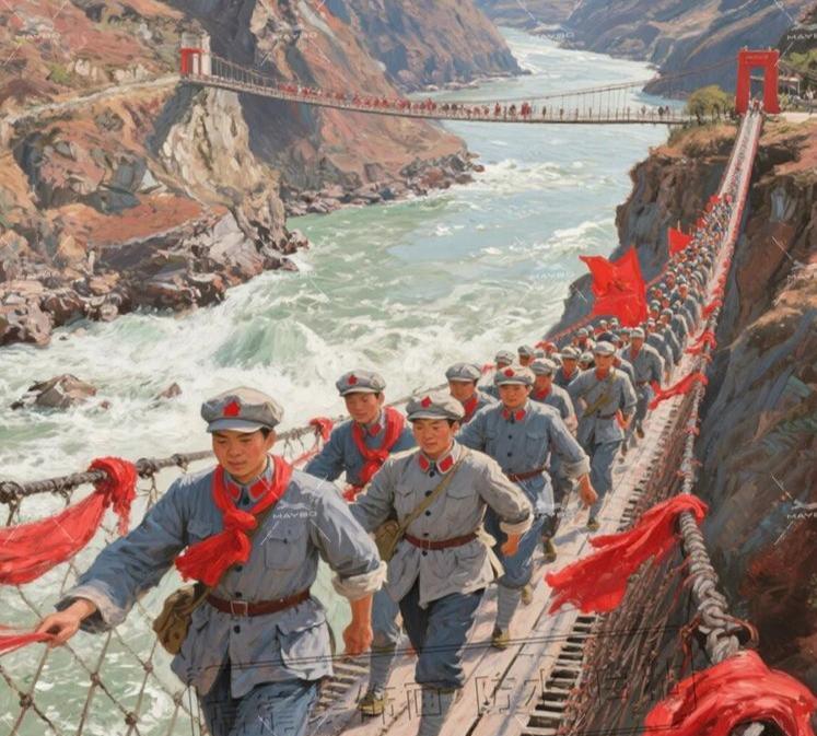红军不怕远征难，                 万水千山只等闲！       