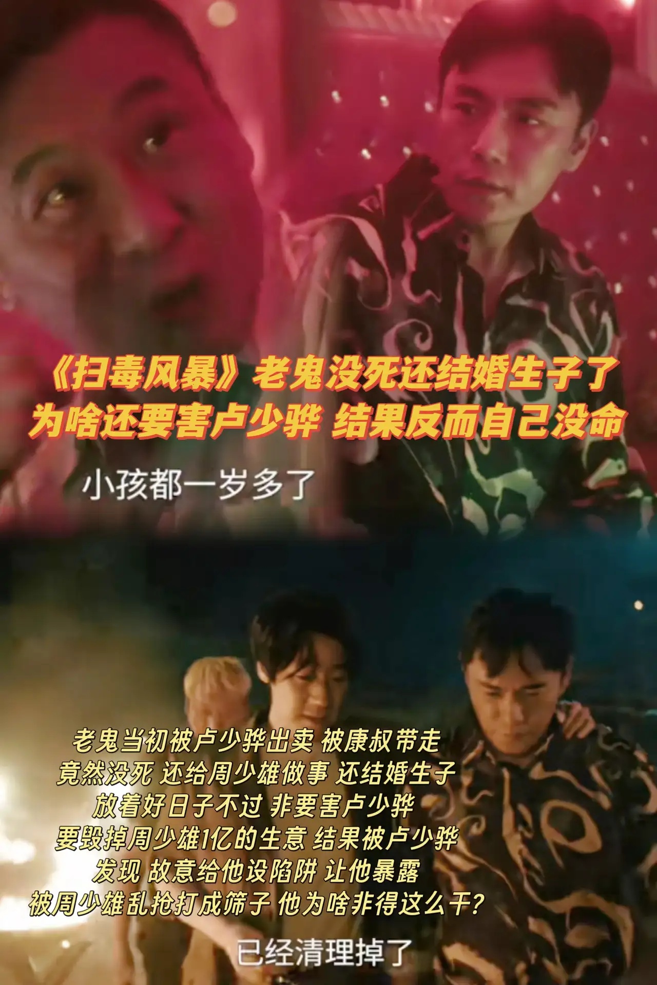 《扫毒风暴》老鬼害卢少骅 自己赔上性命 图啥？