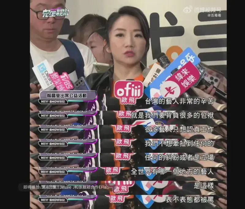 陶晶莹：台湾艺人很辛苦，我们只想工作，不想牵扯立场，可以吗？
