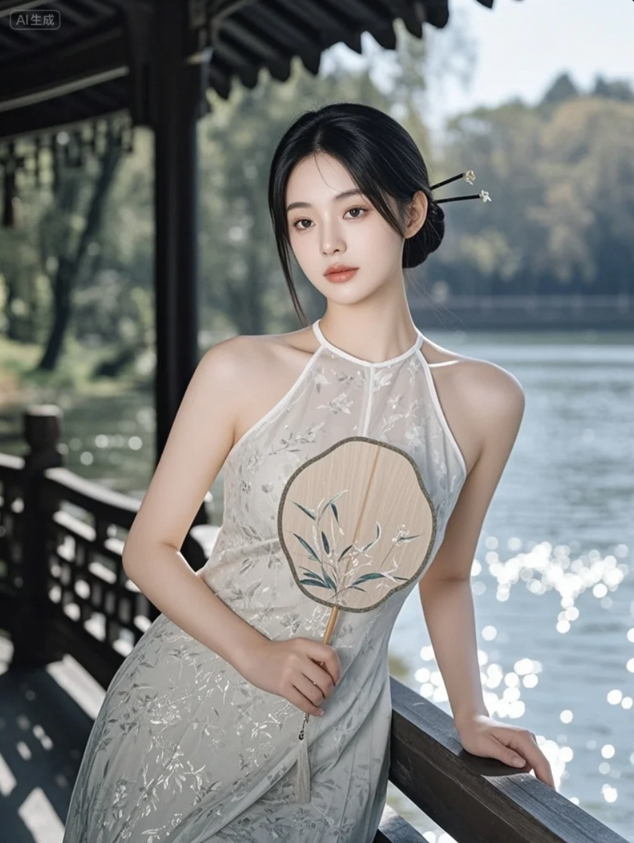 她的一举一动，像风在写诗，像水在低语