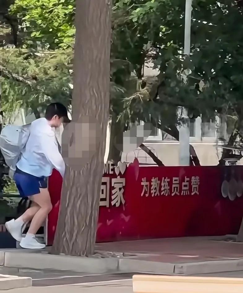 今日的豆包和头哥，去上训了。
天天蹲守在体育总局门口的粉丝们拍到两个人同框的照片
