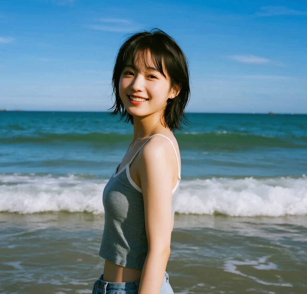 夏日限定美景：她站在海边的样子太迷人