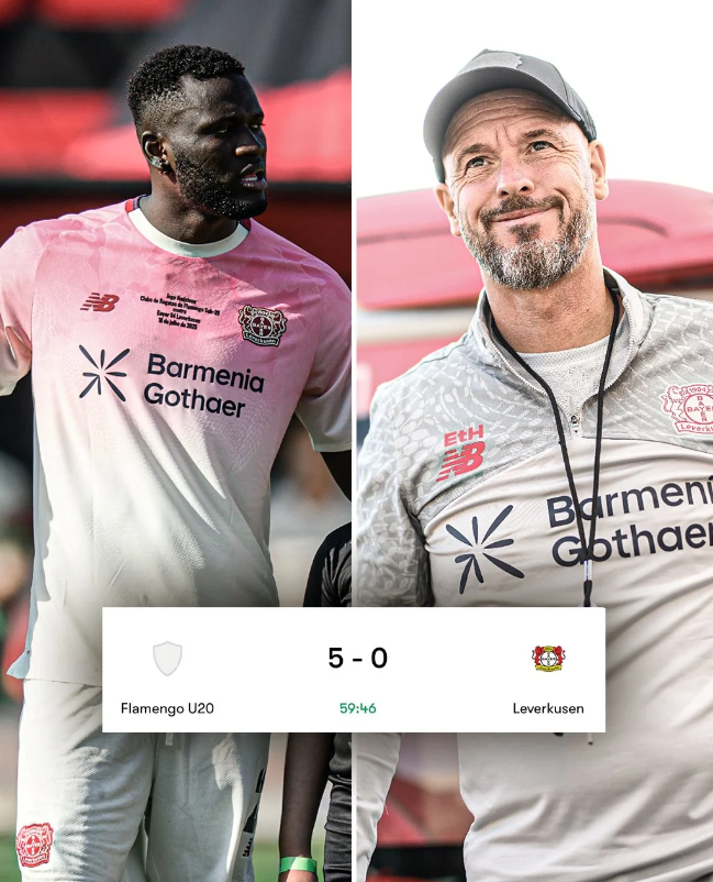 滕哈格执教的勒沃库森队在季前赛首场比赛的前 60 分钟内就以 0-5 输给了弗拉