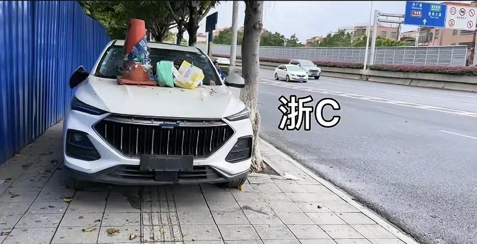 广州番禺区，汉溪大道一辆车停在路边十几天，马上就要变成战损车了。
近日，有网友发