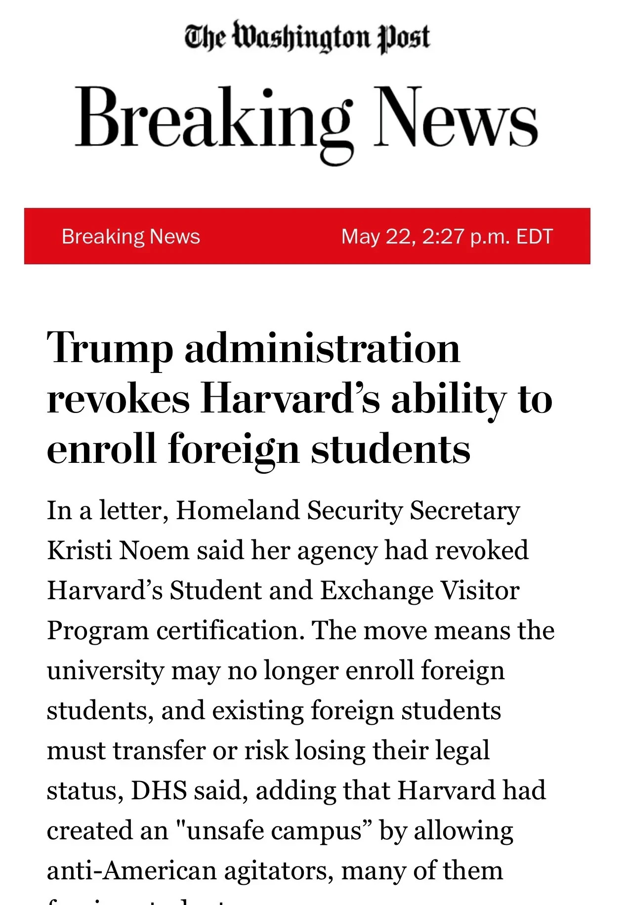 哈佛大学不能再招国际学生了











天塌了！哈佛大学突然被美国国土