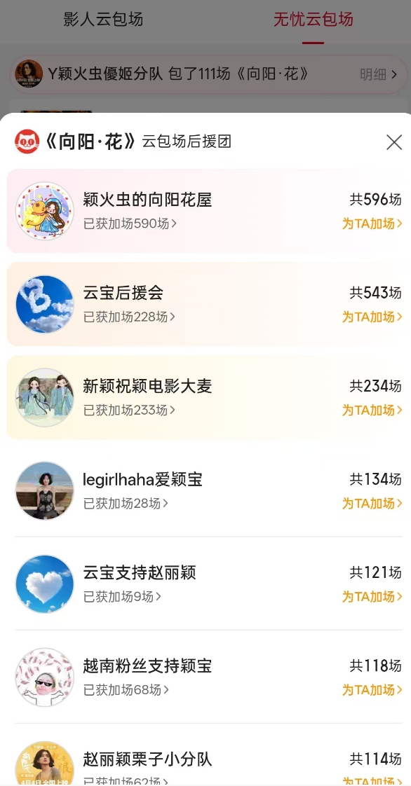 赵丽颖《向阳花》云包场