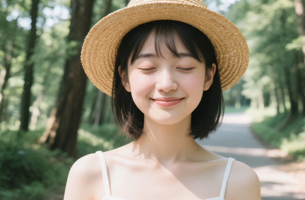 穿过密林的小径上，她是那抹最动人的色彩。