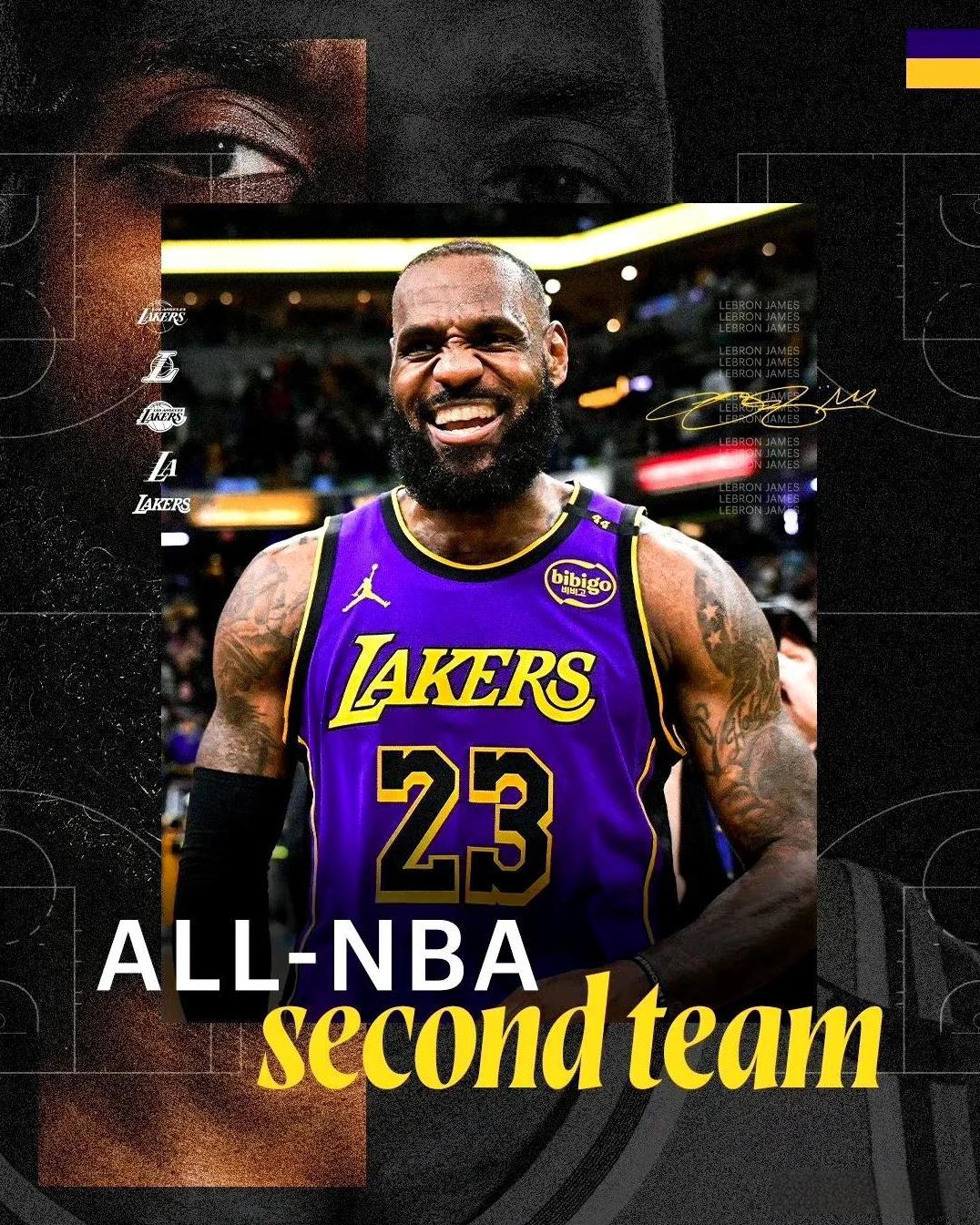 见证历史，40岁的詹姆斯入选最佳阵容二阵！
今天早上，NBA官方公布了本赛季的最