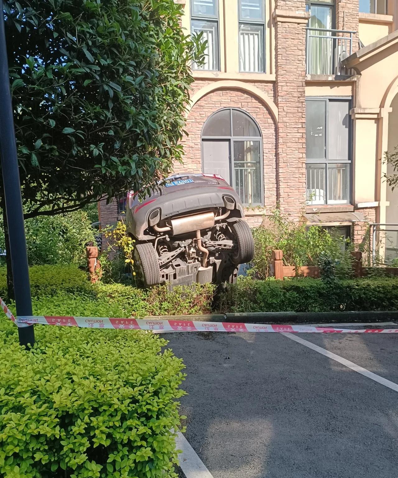 开车还是要小心
停车时
竟车头先入库
一脚油门
把车开到了保坎下边去了
幸好人没