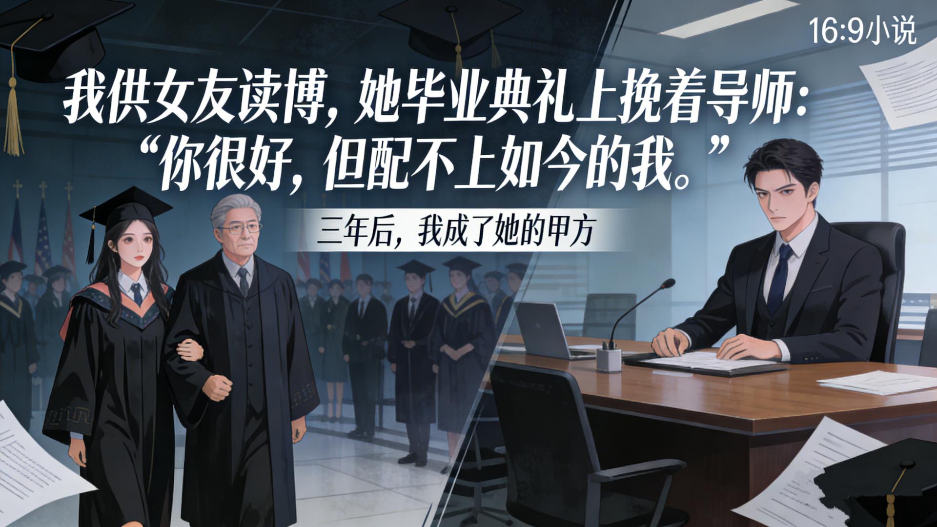 我供女友读博，她毕业典礼上挽着导师：“你很好，但配不上如今的我。”三年后，我成了她的甲方