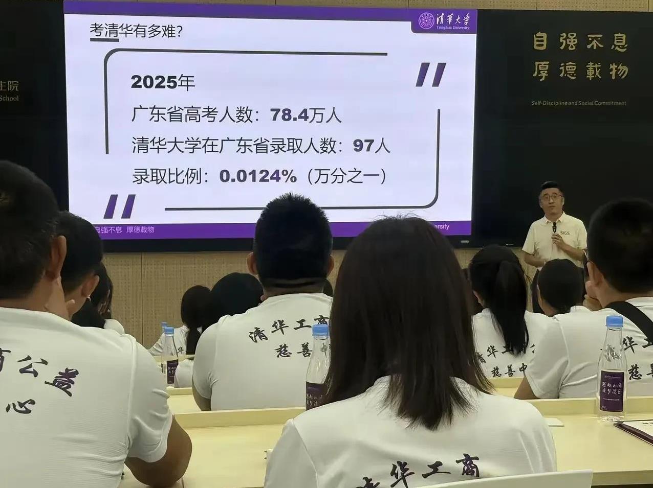 考清华大学到底有多难，广东省万分之一，四川省万分之三！
但做PPT的老师有点大意