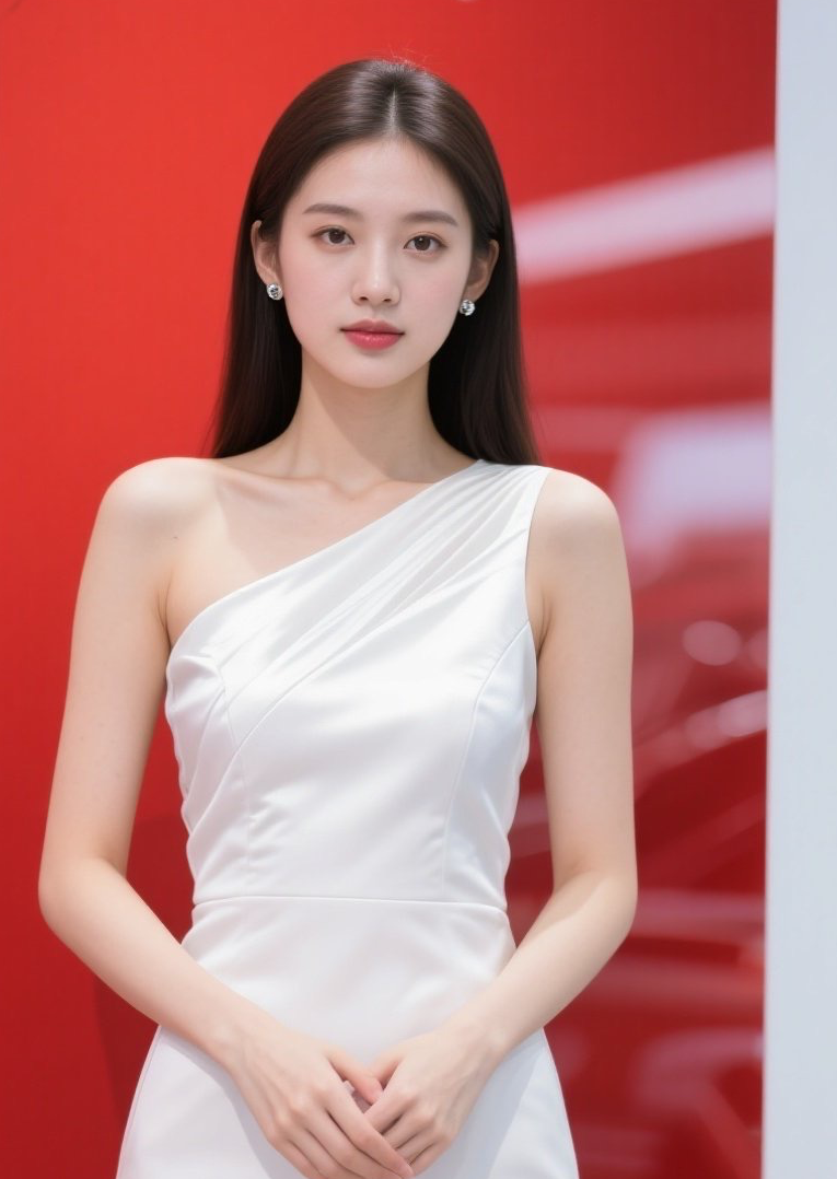 优雅少妇站台前，香车美人两相欢