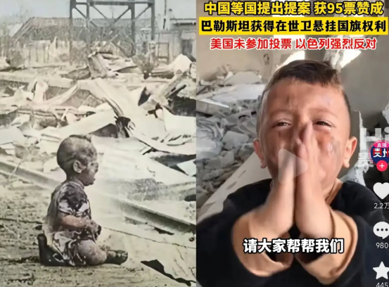 中国不是在帮助巴勒斯坦，是在帮曾经的自己。中国等国提出提案获95票赞成，巴勒斯坦
