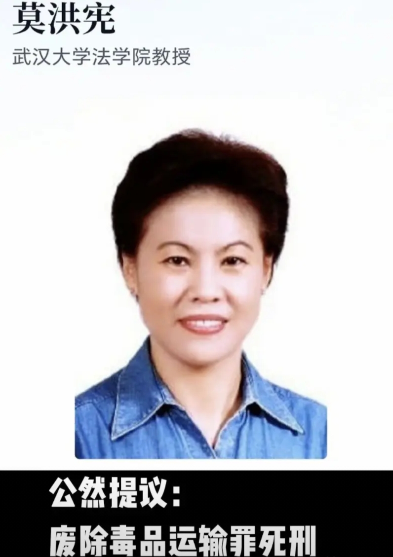 没想到吧！！！武汉大学法学院的教授莫洪宪，公然提议要废除毒品运输罪死刑。

呵呵