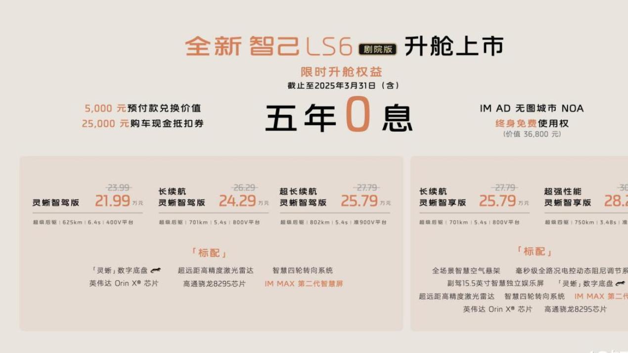 升舱不加价！“满配SUV”全新智己LS6剧院版上市，权益价21.99万~28.29万元 锁定“20万级纯电SUV最优选”