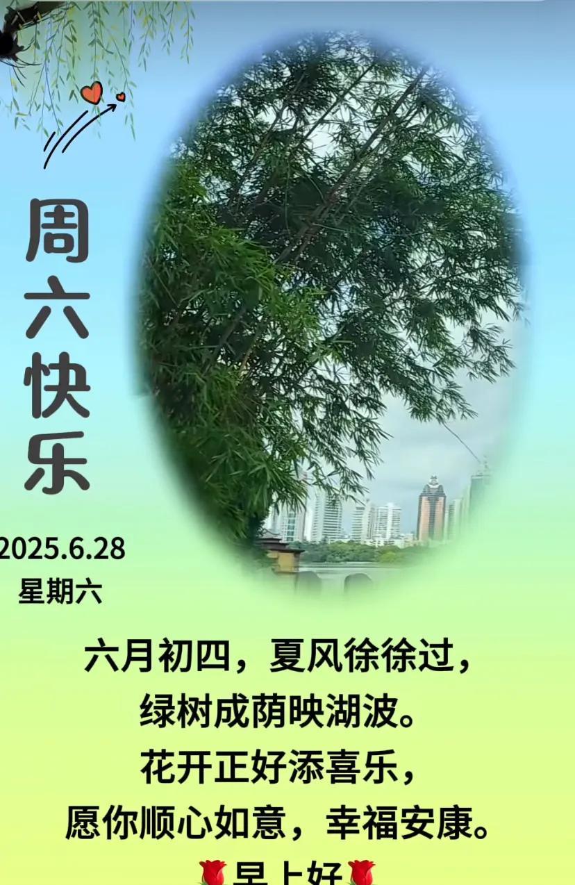 #周六快乐# 绿树成荫，夏日初现，愿你顺心如意！