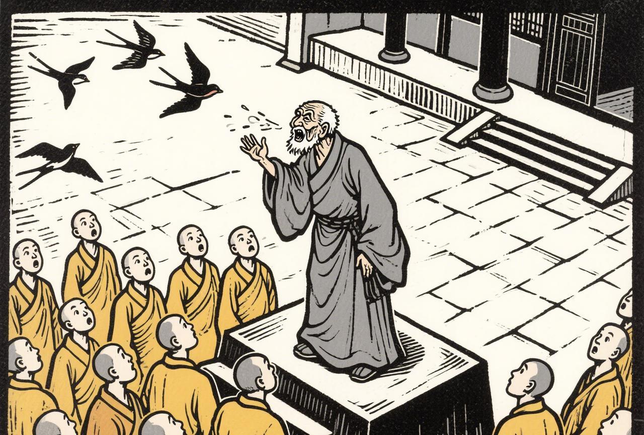 禅师着实被搞烦了，他怒气冲冲把僧众召集过来！
“道很远么？你们身边的任何事物都蕴
