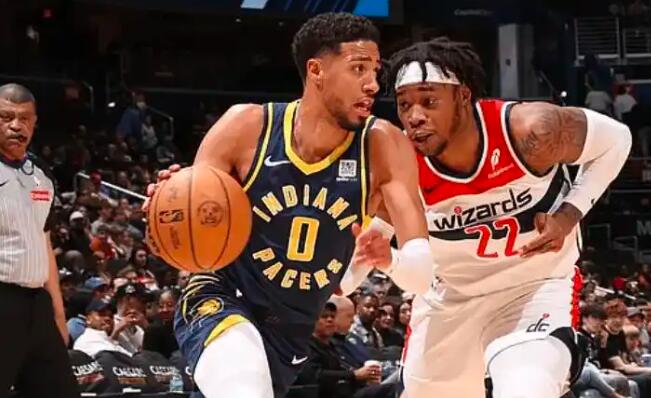 NBA常规赛，奇才VS步行者，步行者狂轰162分血洗奇才。半场61-83，终场1