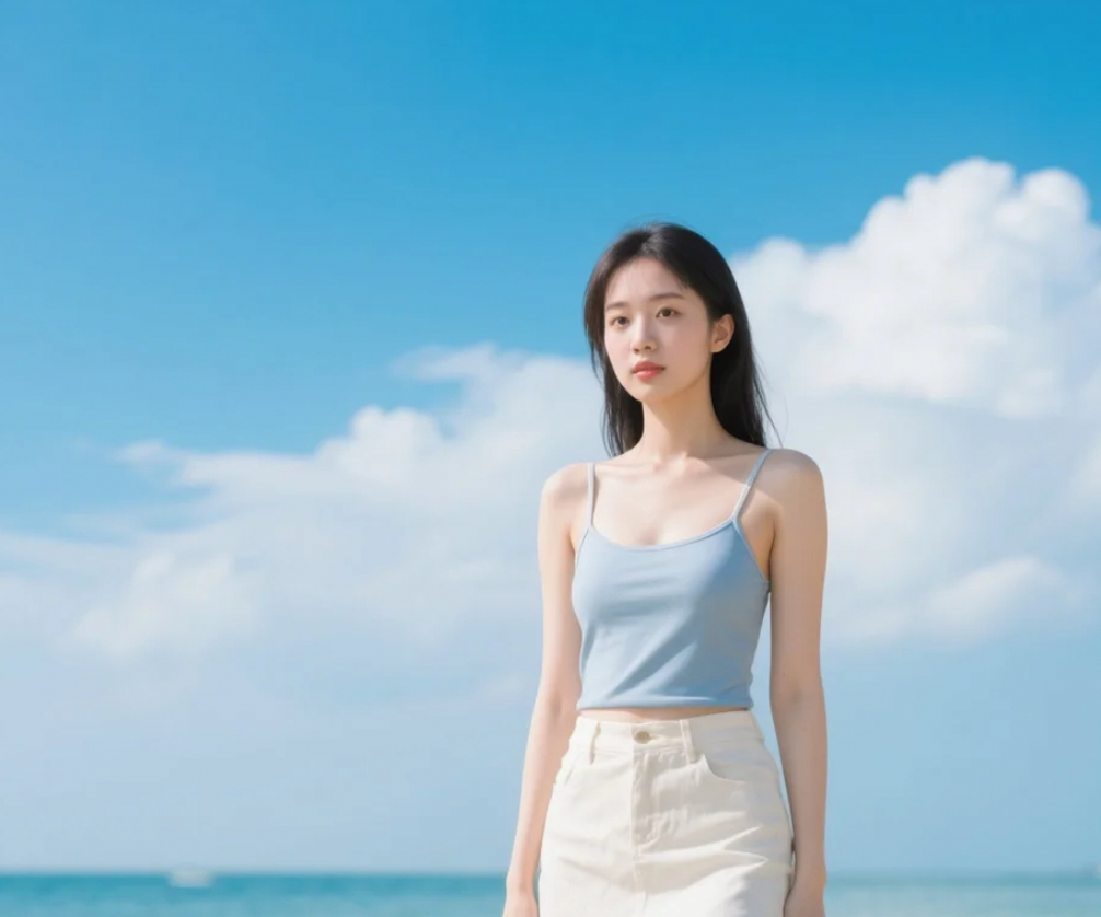 她和大海一起出镜，每一秒都美得像壁纸