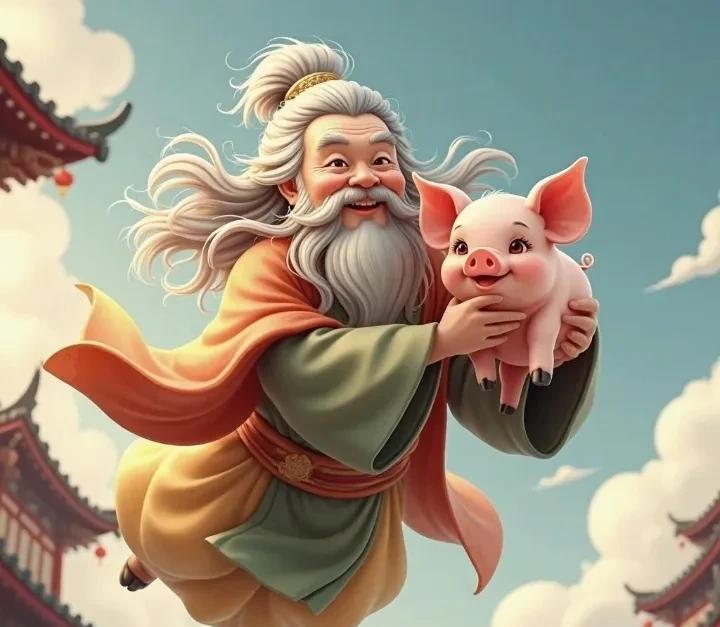 猪卧福池财自临，憨厚仁心天眷亲。
贵人乘云带福临，亥时过罢诸事顺。
横财入囊，家