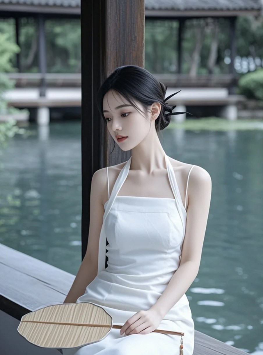 这样的气质配上扇子，是心动的感觉