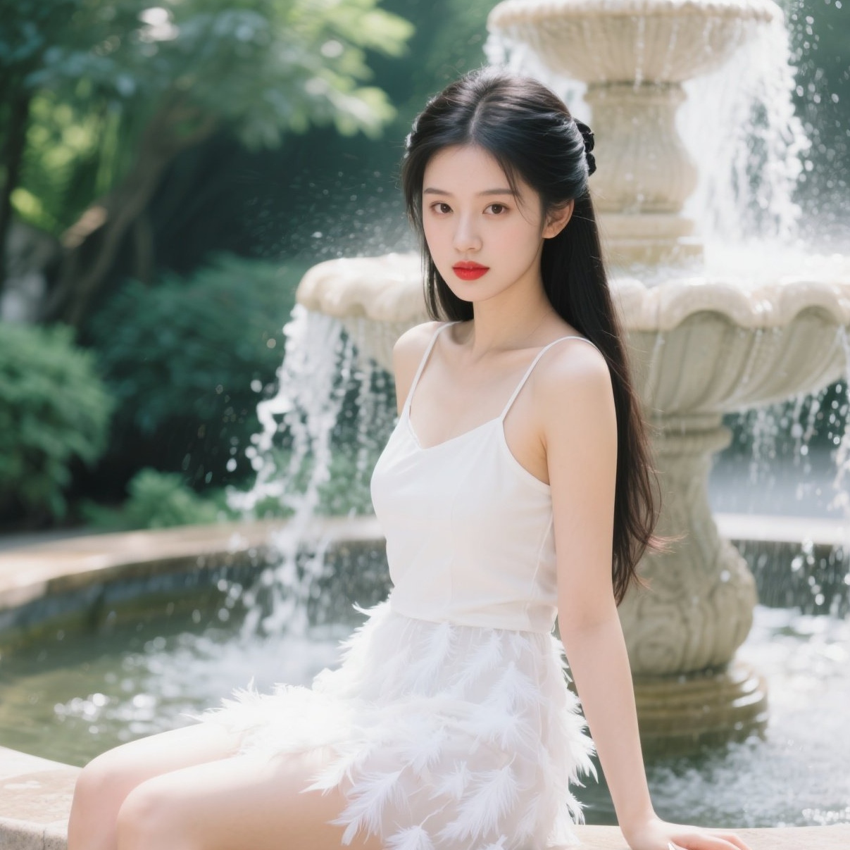 白衣少妇翩然如仙入画来