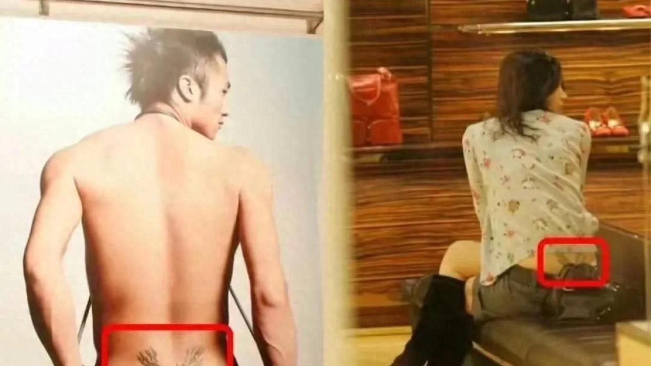 王菲跟谢霆锋的情侣纹身，后腰的比翼双飞