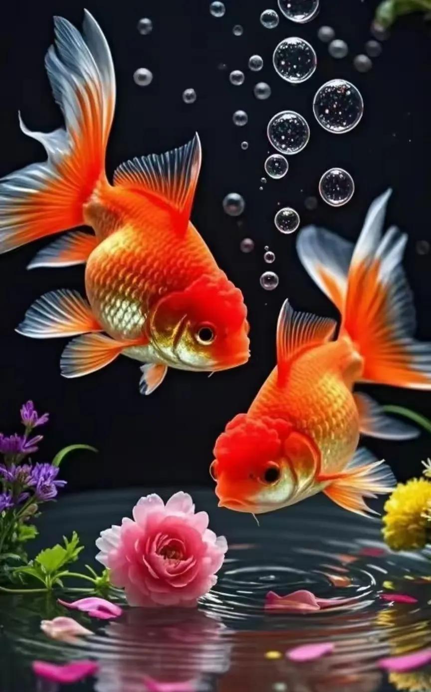 招财金魚，鸿运当头
财源广进，四季发财