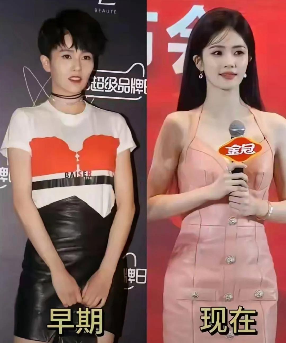 早期的白鹿活脱脱一个假小子，现在的白鹿妆容精致，身姿曼妙，温婉柔美，玉貌珠辉呀，