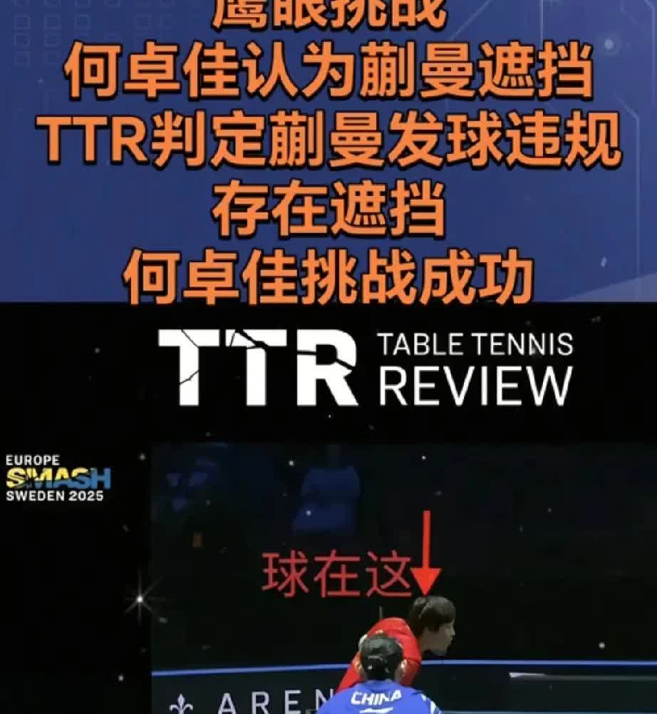 队内的鹰眼挑战，人情世故重要？还是公平竞争重要。
昨晚国乒蒯曼和队友何卓佳的比