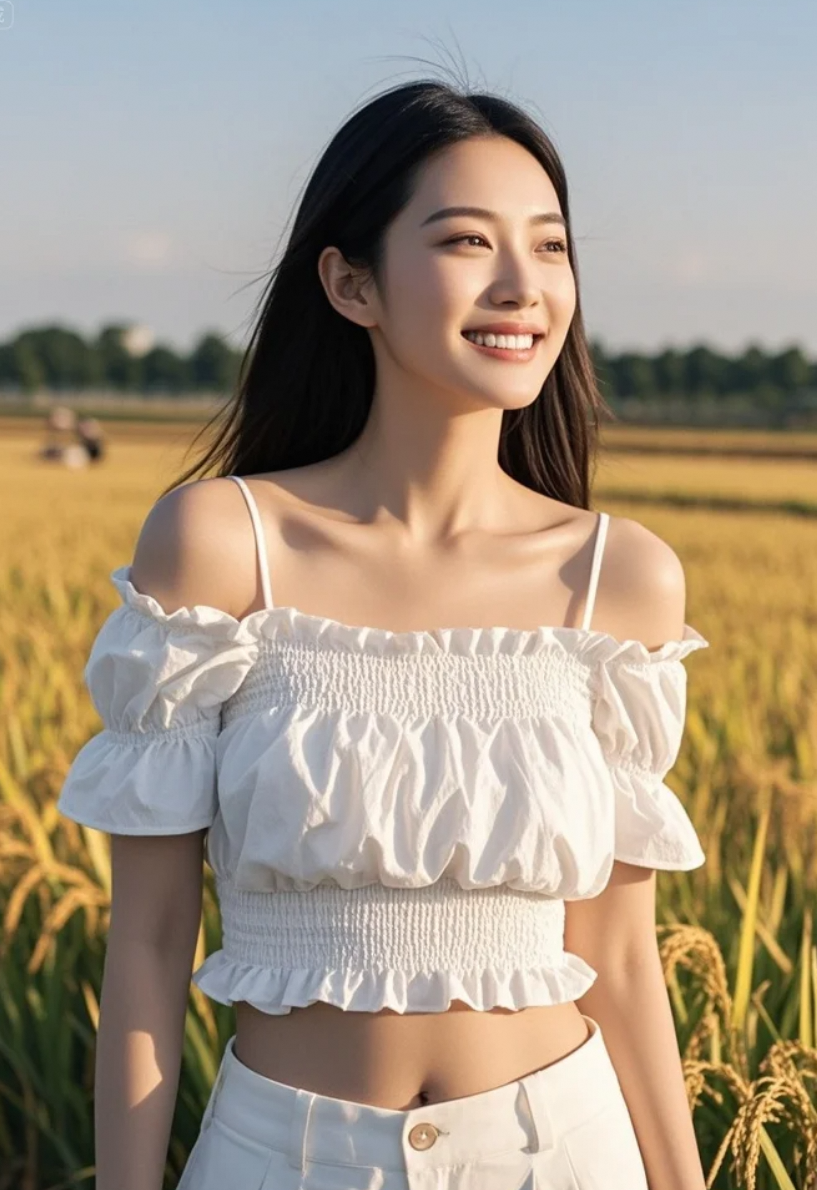 她俯身拾穗，指尖触到大地最温暖的脉搏。