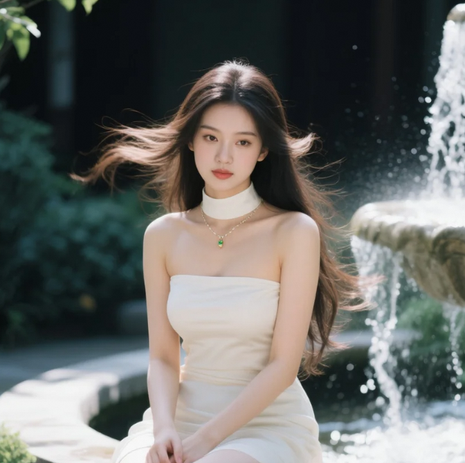 娇俏少女颜如玉，身姿曼妙胜仙姝