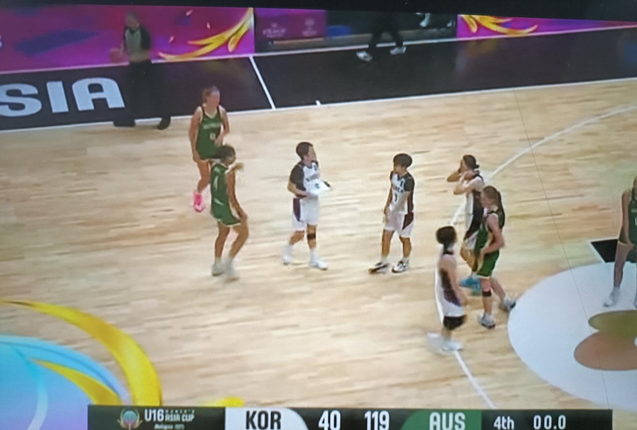 U16女篮亚洲杯，
韩国U16女篮40-119澳大利亚U16女篮，
韩国U16女