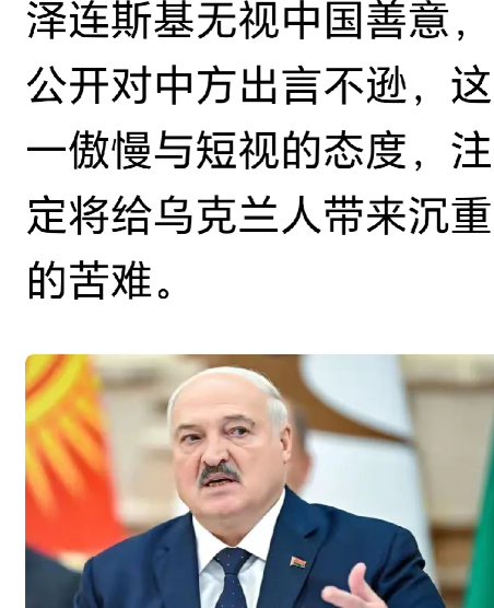 白俄总统告诫泽连斯基，激怒中国你扛不住。
网曝：白俄罗斯总统卢卡什科提醒泽连斯基
