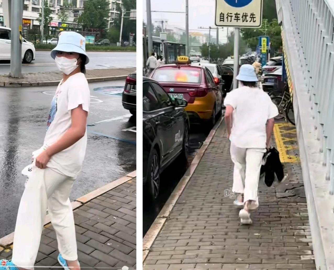 惊不惊喜意不意外
婵宝就这么水灵灵的出现在眼前
下雨的街头偶遇冠军是多么幸运
头