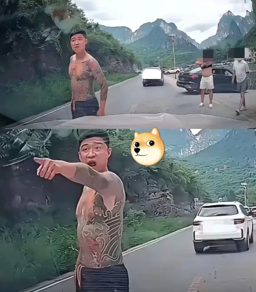 继“昆山龙哥”后，“晋城纹身男”又来作妖。
山西晋城一辆无牌奥迪车强行加塞，被女