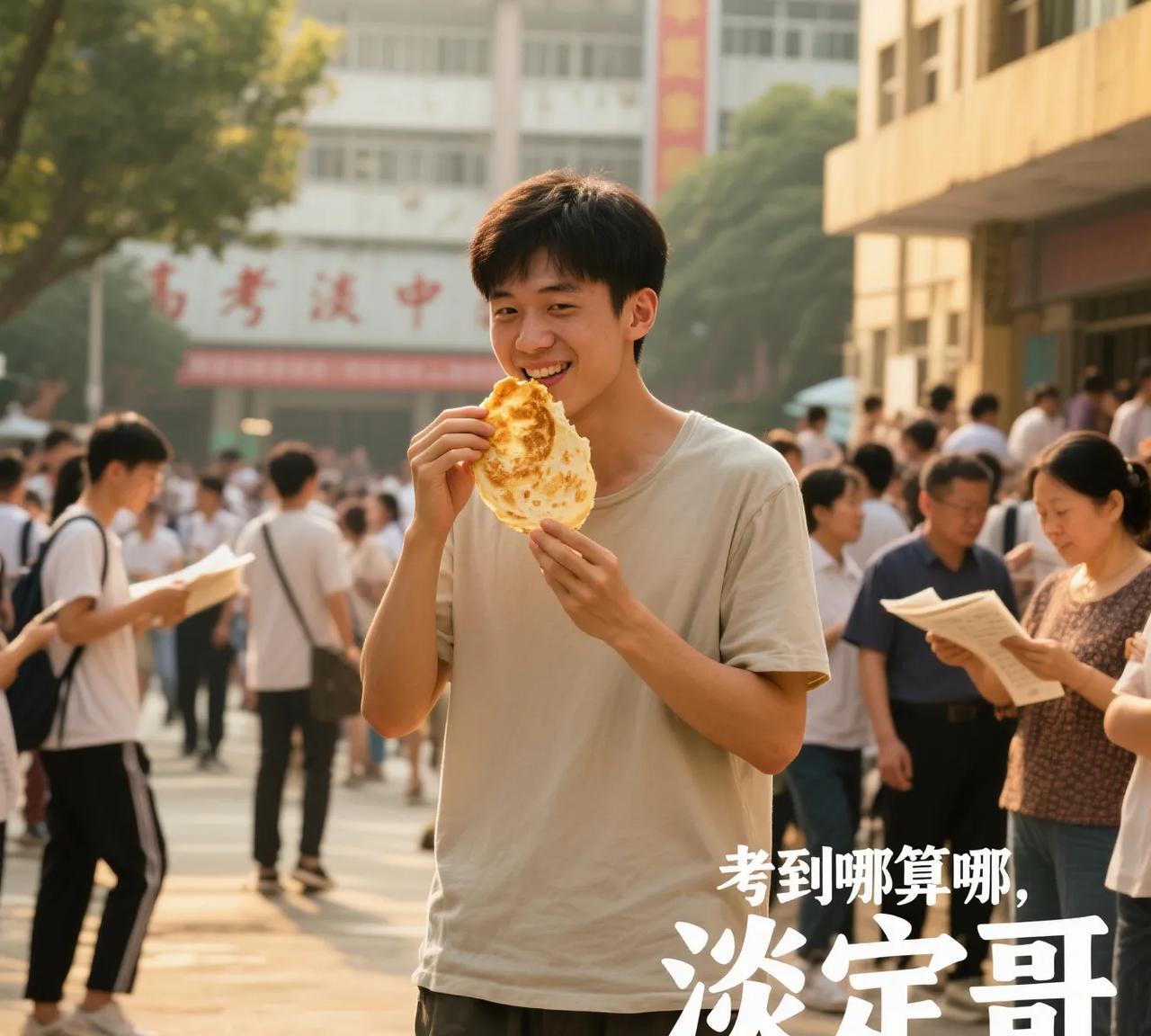 高考"佛系考生"刷屏！考场外淡定吃煎饼：考到哪算哪，人生又不是单选题
【考场外的